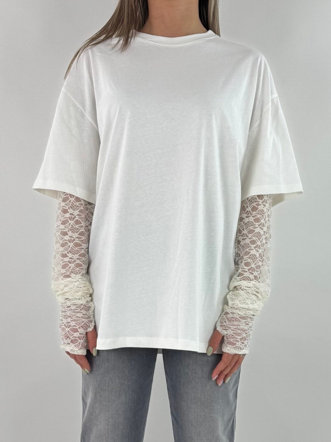 T-shirt pizzo bianco