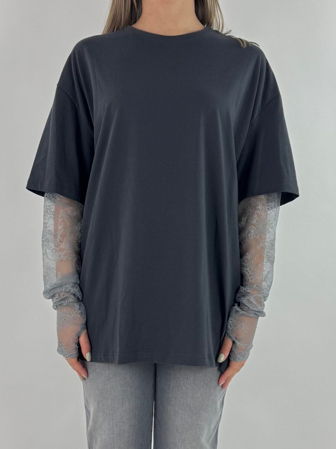 T-shirt pizzo Piombo