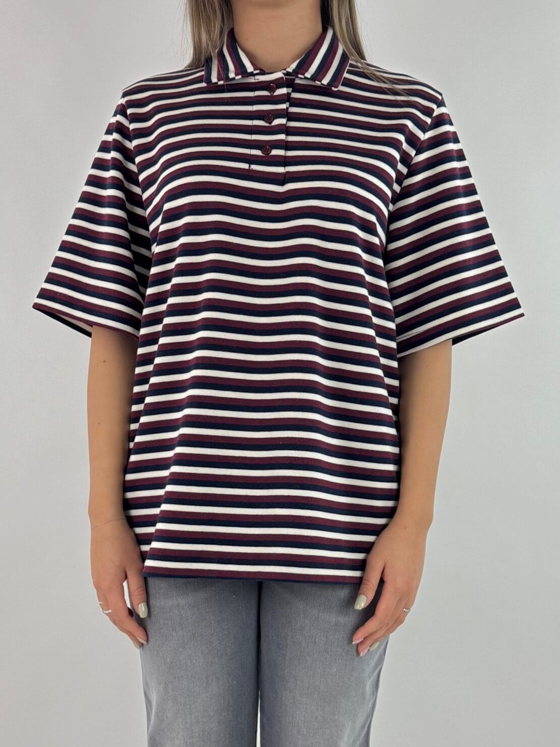 Polo tricolore bordeaux/blu/bianco