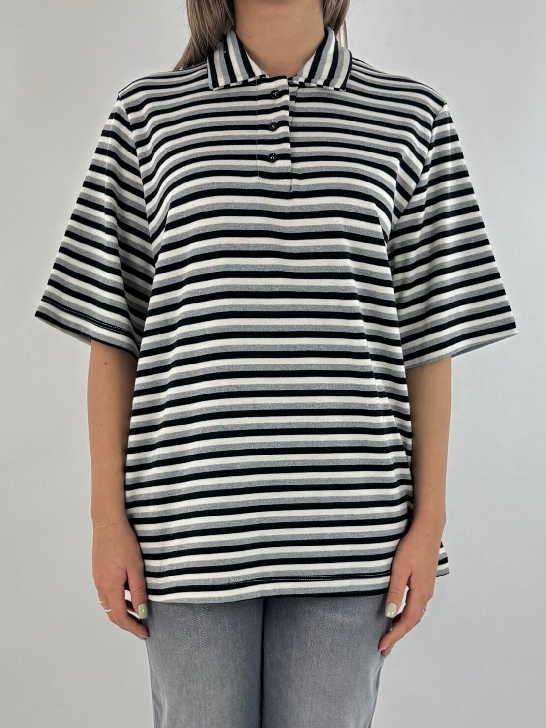 Polo tricolore nero/grigio/bianco