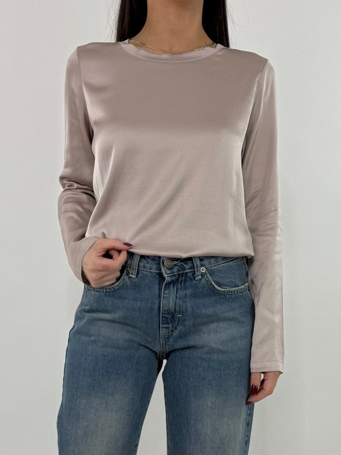 Blusa manica lunga seta