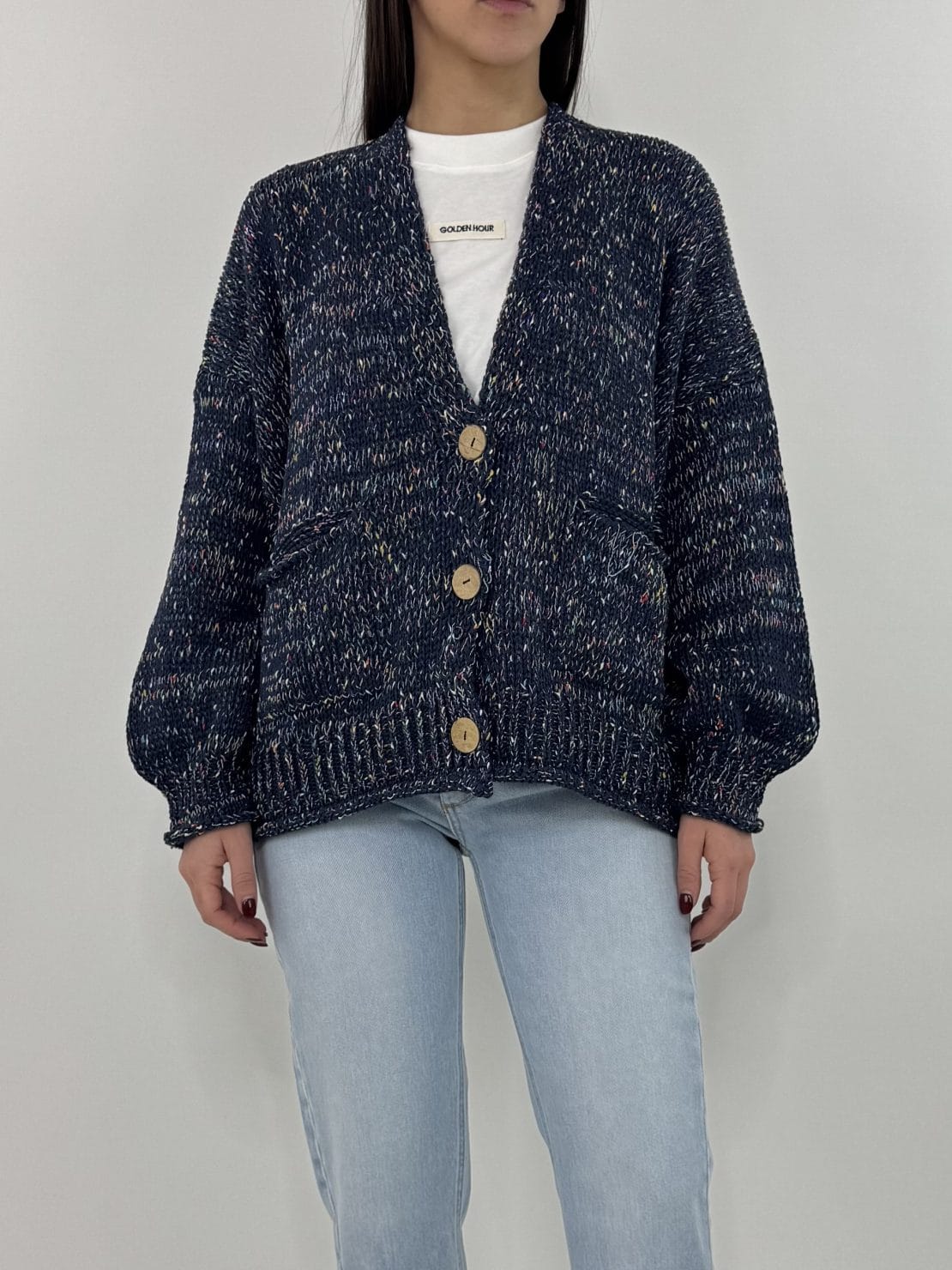 Cardigan multicolor blu