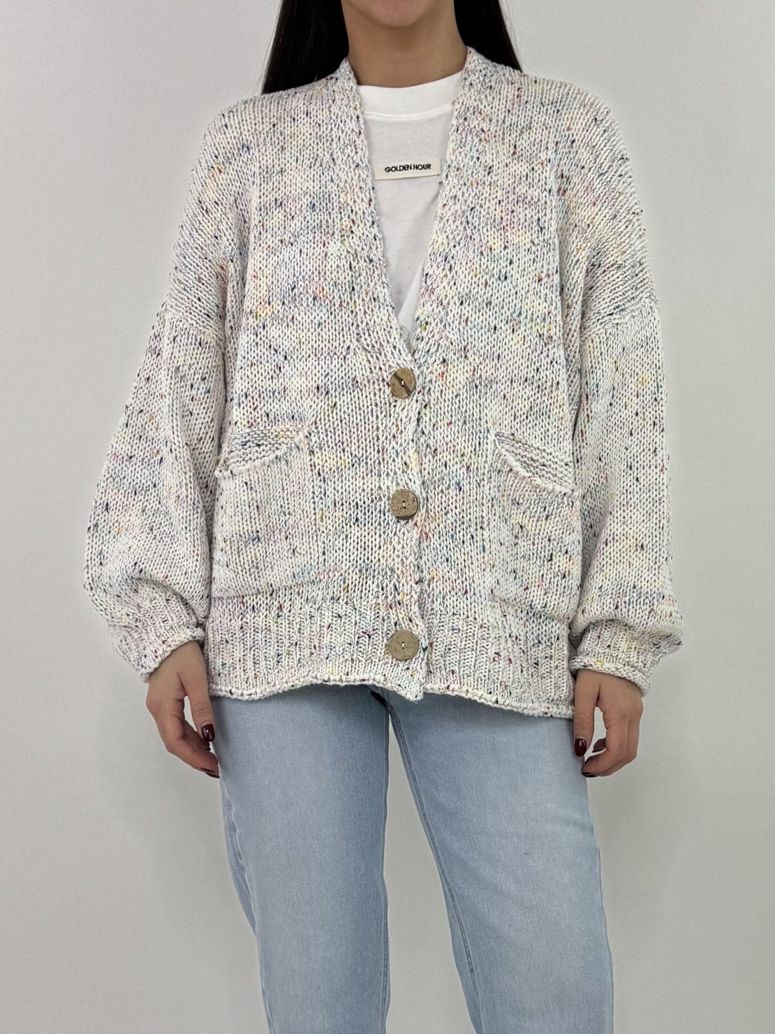 Cardigan multicolor panna