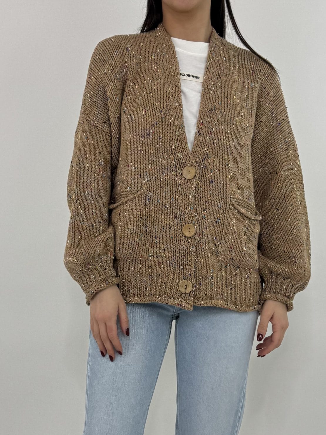 Cardigan multicolor cammello