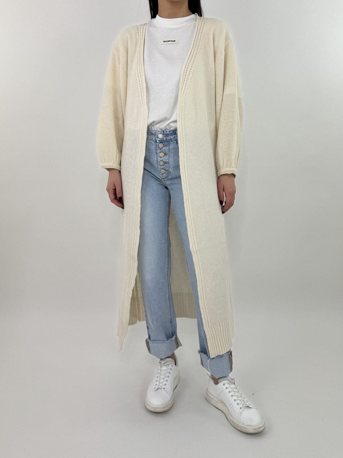Cardigan lungo burro