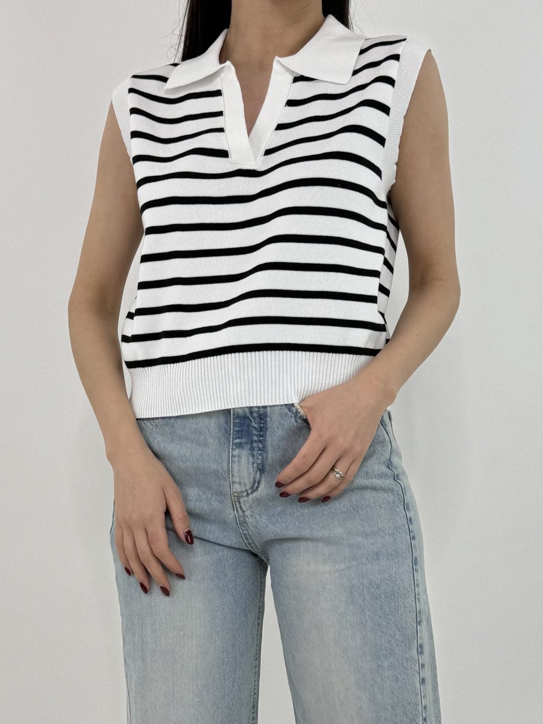Polo gilet bianco/nero
