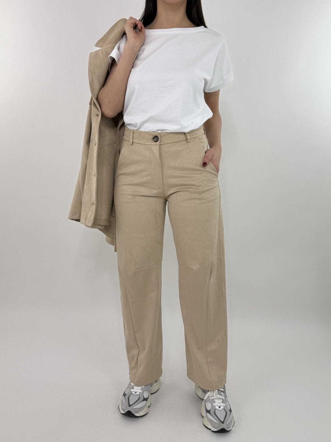 Pantalone alcantara beige