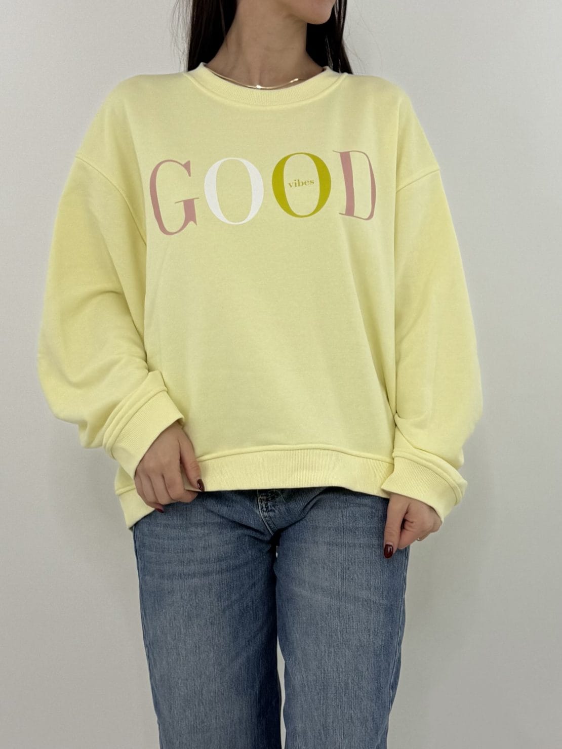 Felpa good vibes gialla