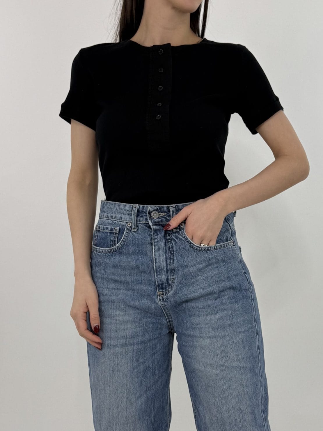 T-shirt serafino nero