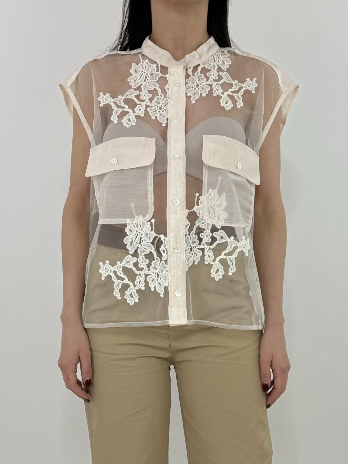 Gilet tulle ricamato