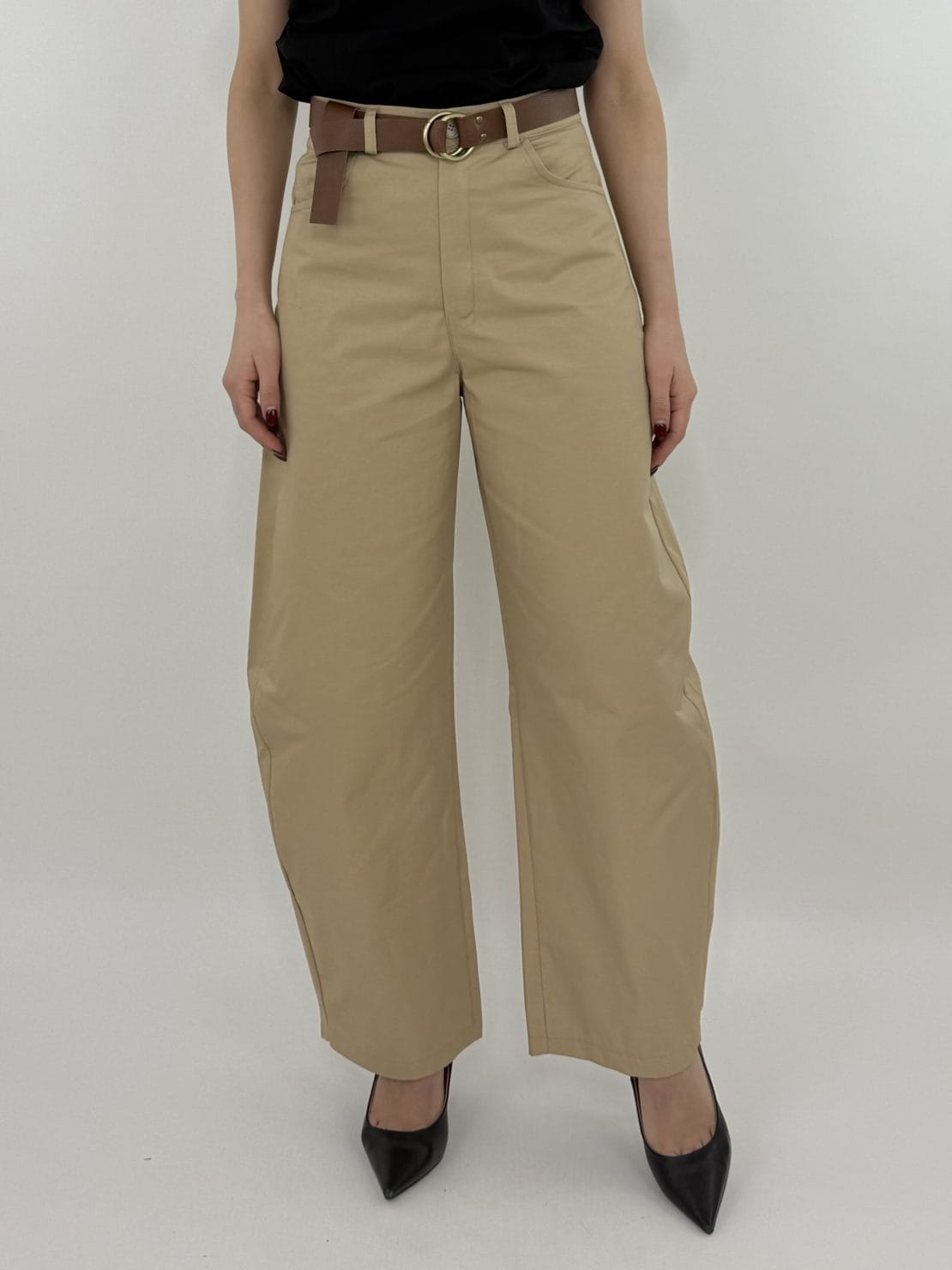 Pantalone cotone balloon beige