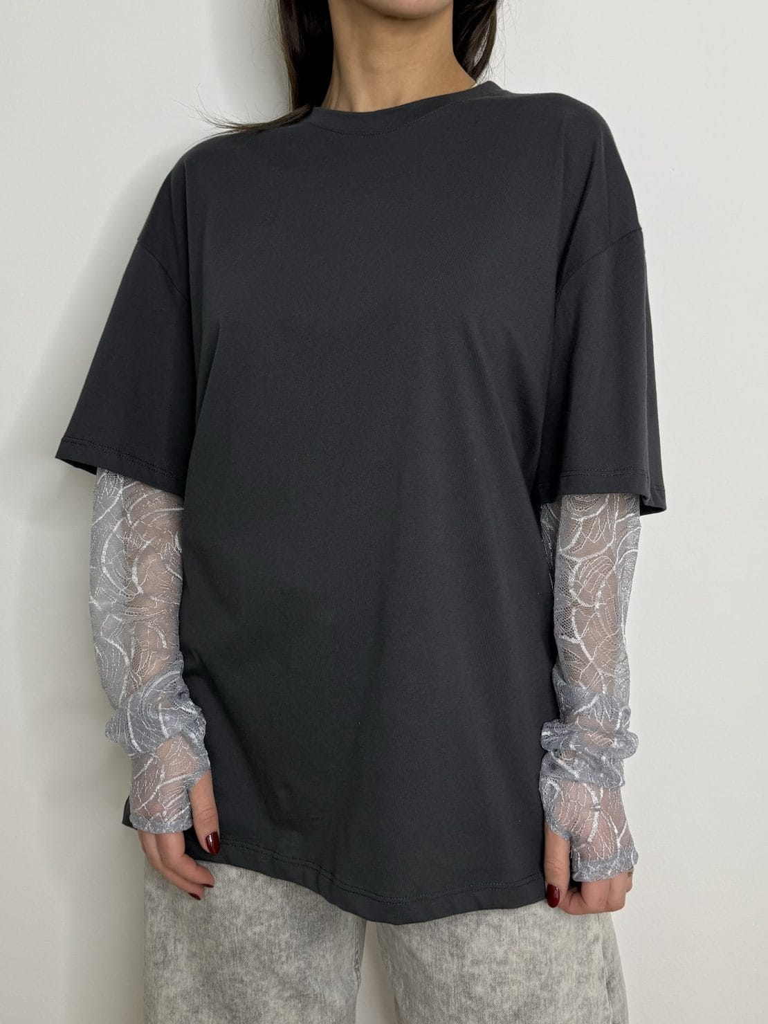 T-shirt pizzo piombo new