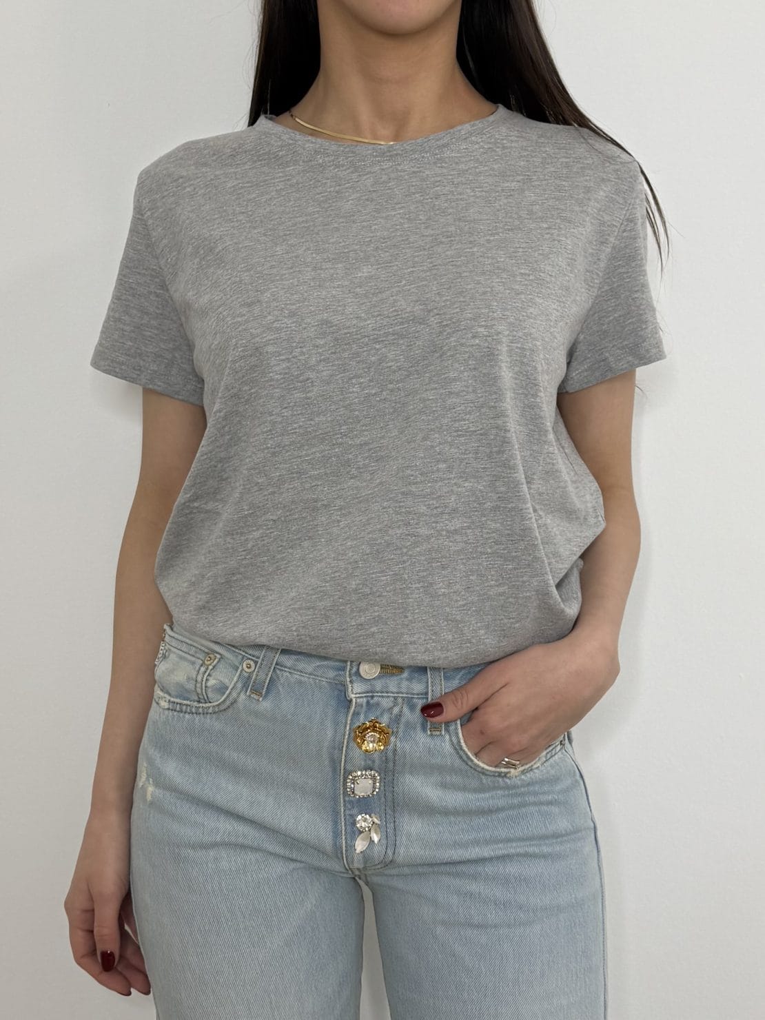 T-shirt basica slim grigio melange