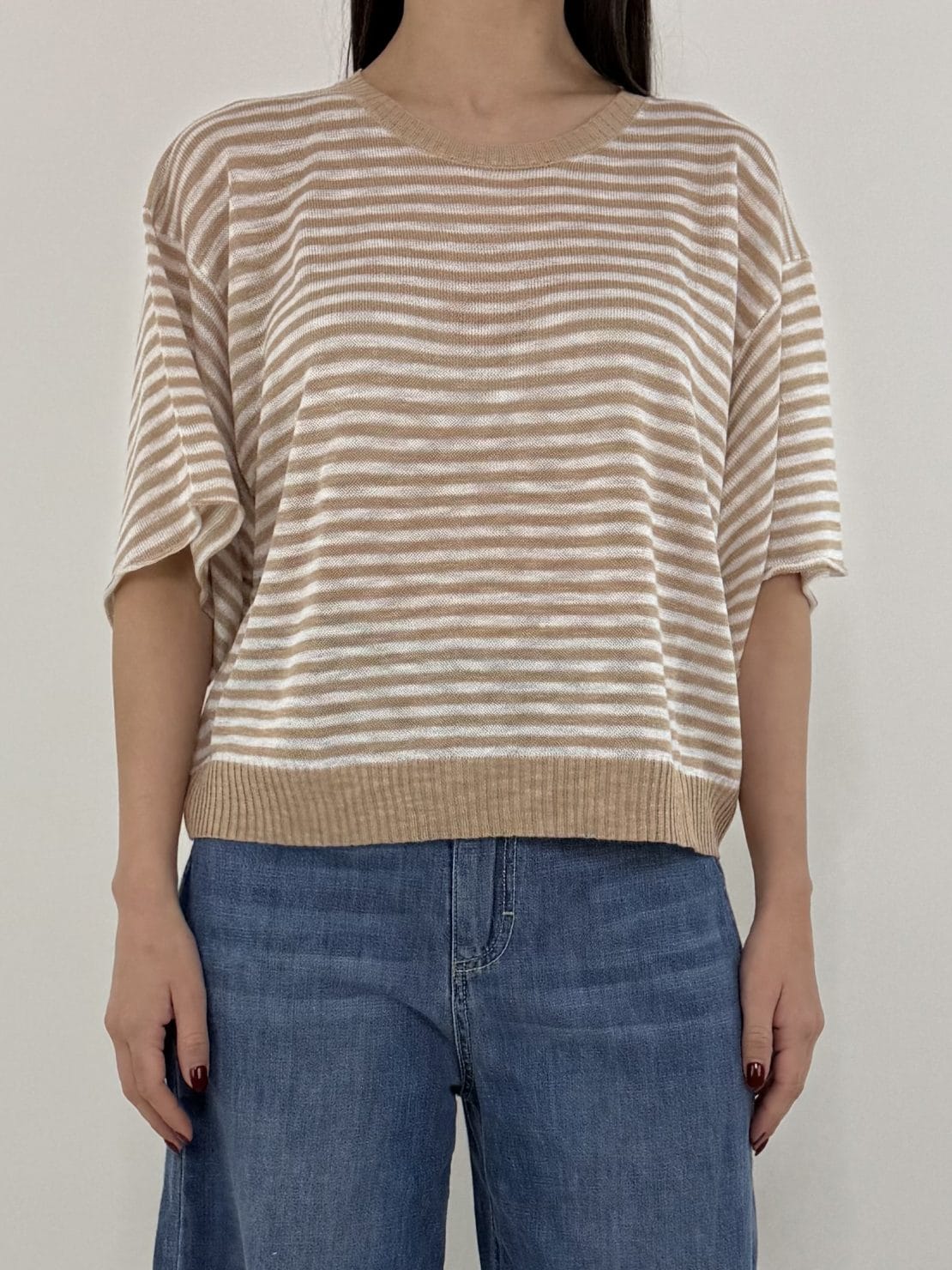 Pull mezza manica crema/caramello