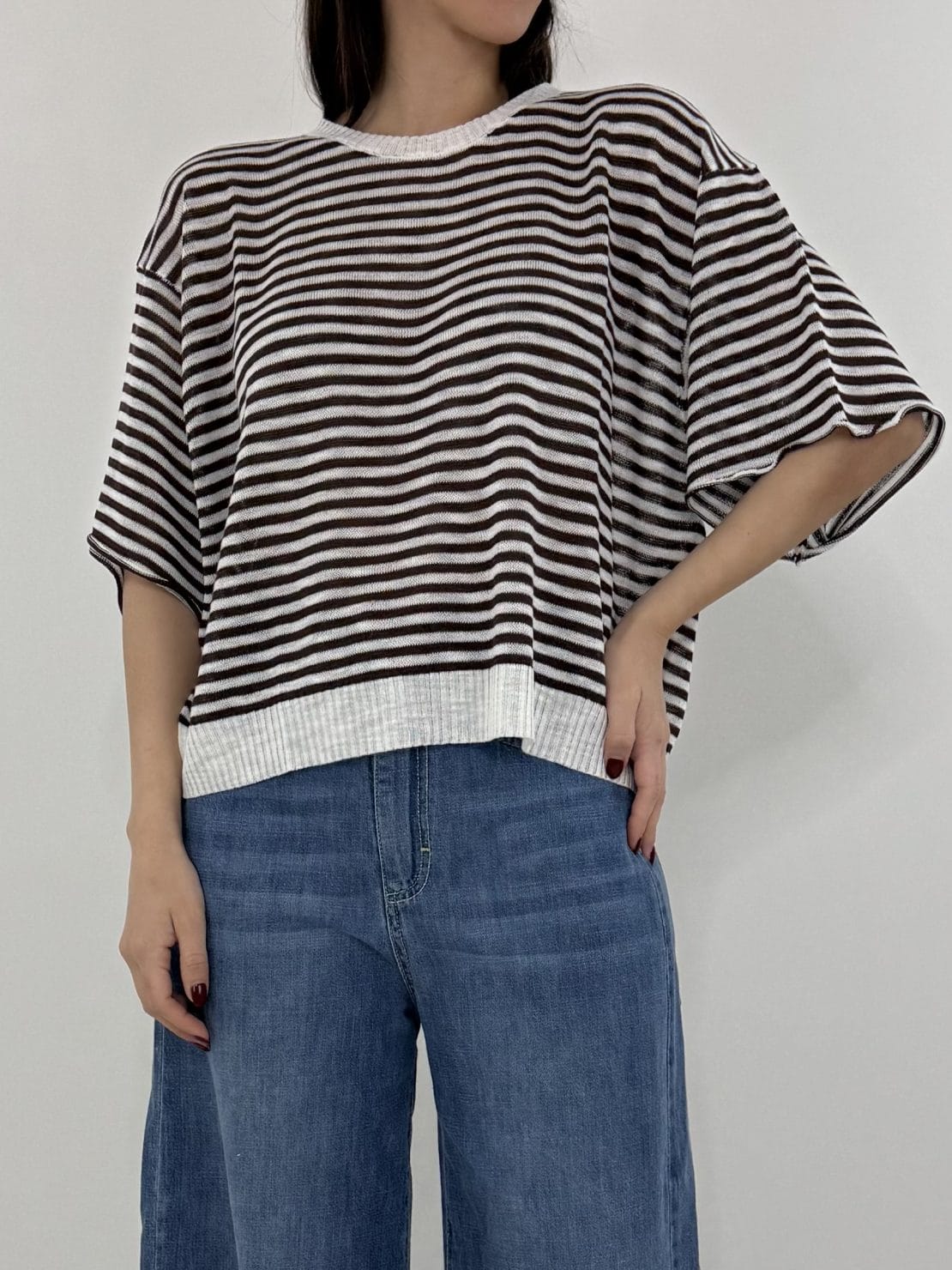 Pull mezza manica crema/cioccolato