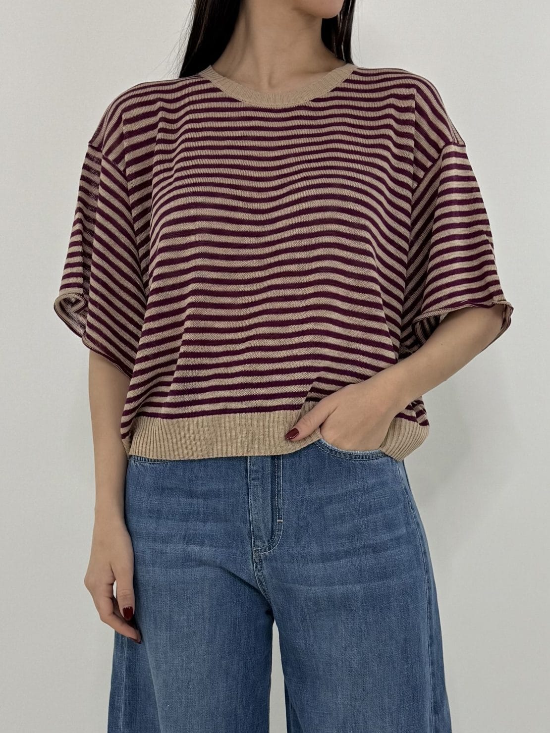 Pull mezza manica cera/vino
