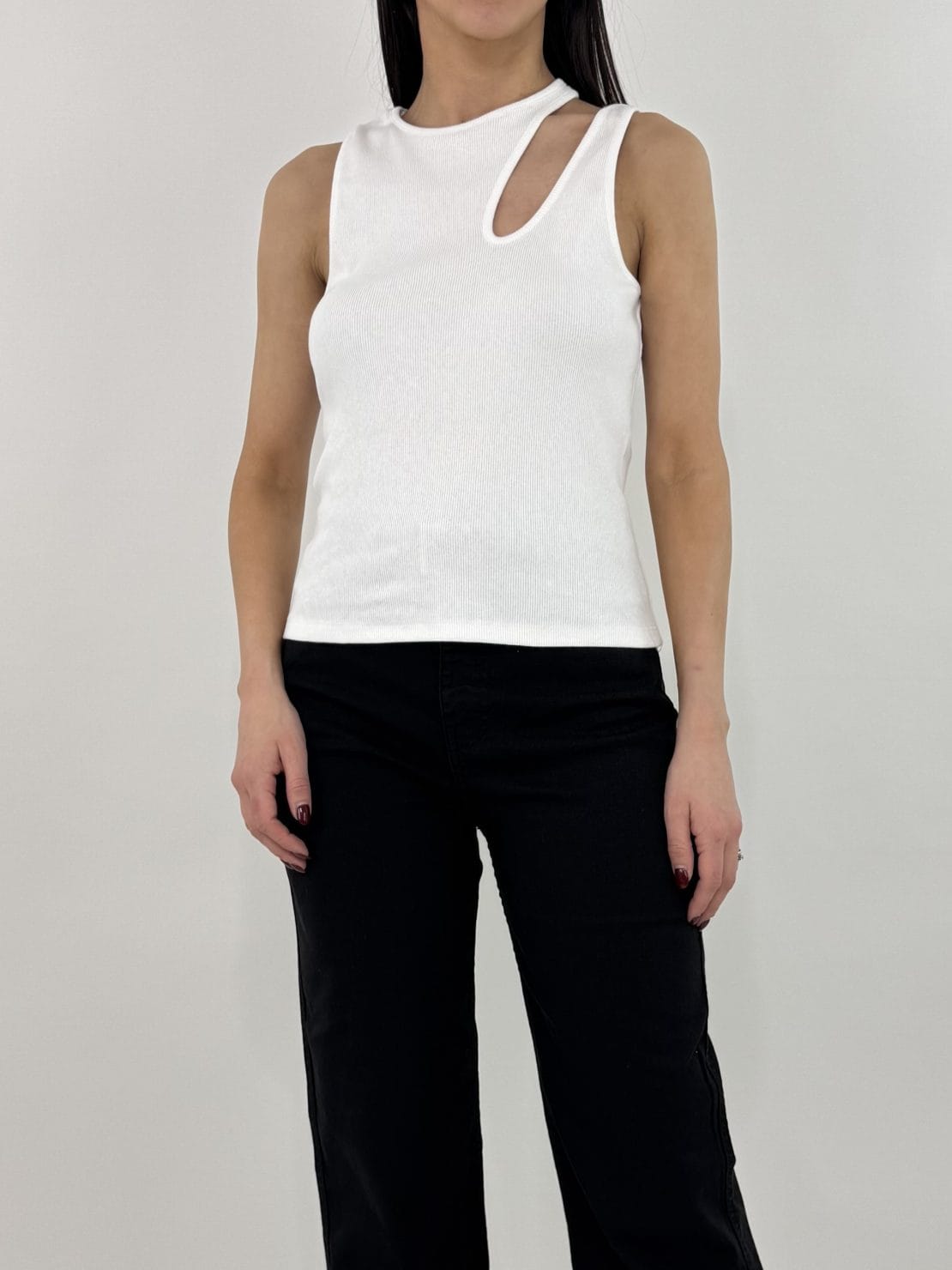 Canotta cut out bianco