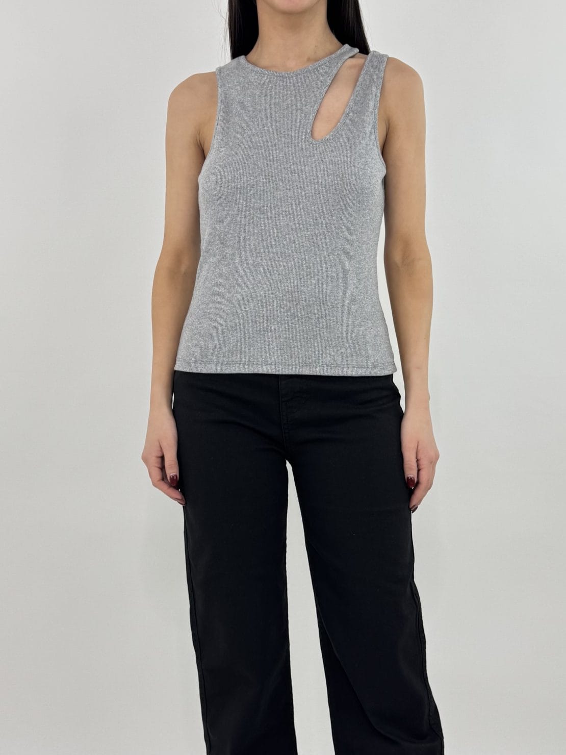 Canotta cut out grigio