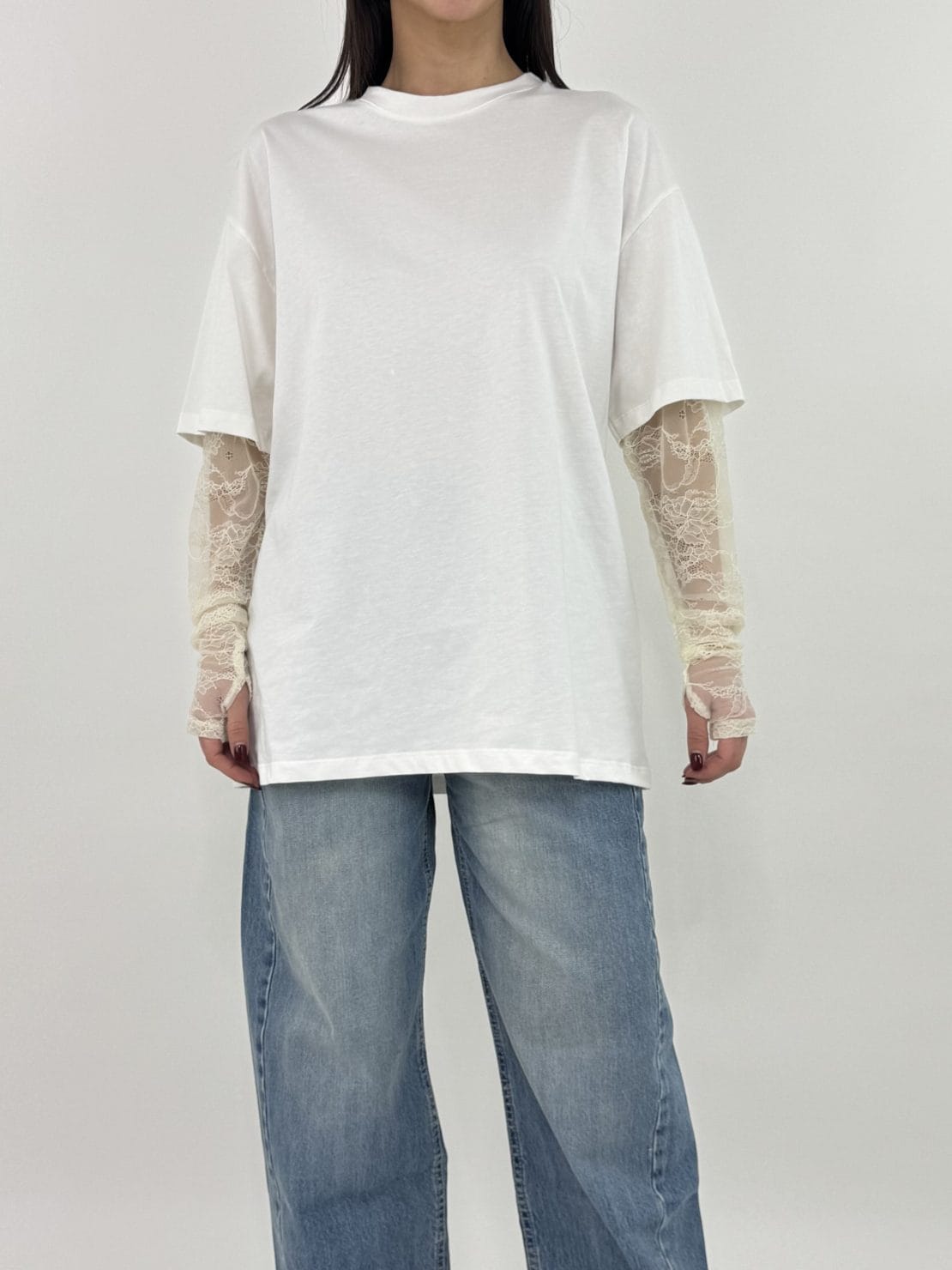 T-shirt pizzo bianco new