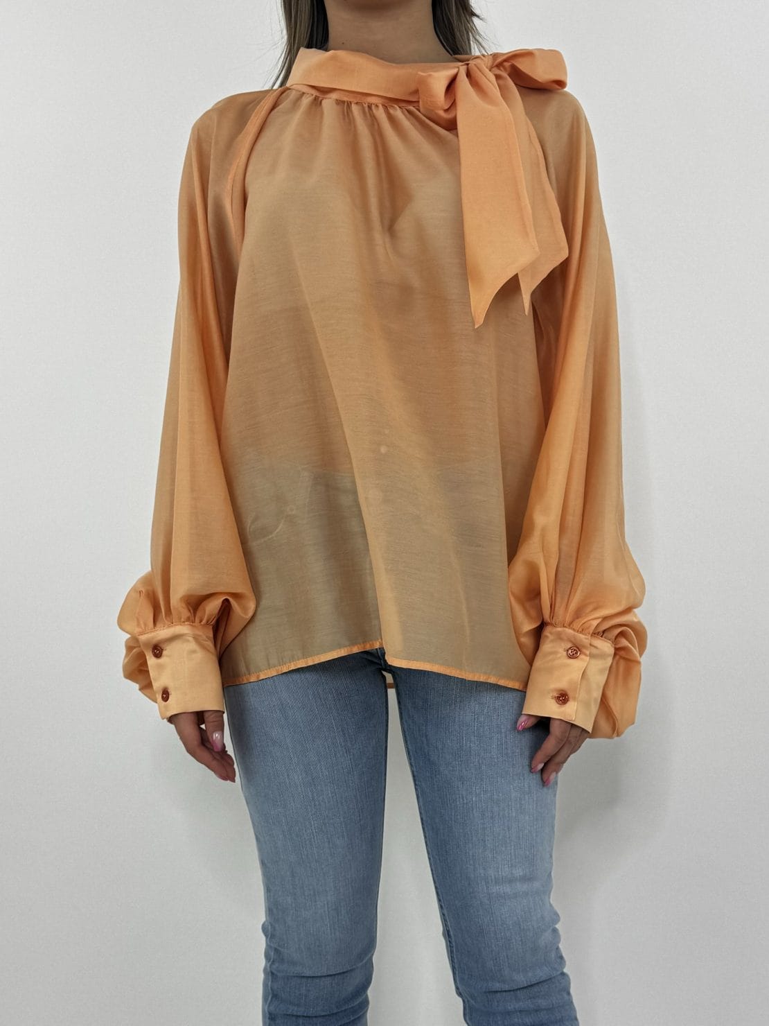 Blusa con fiocco lyocel arancio