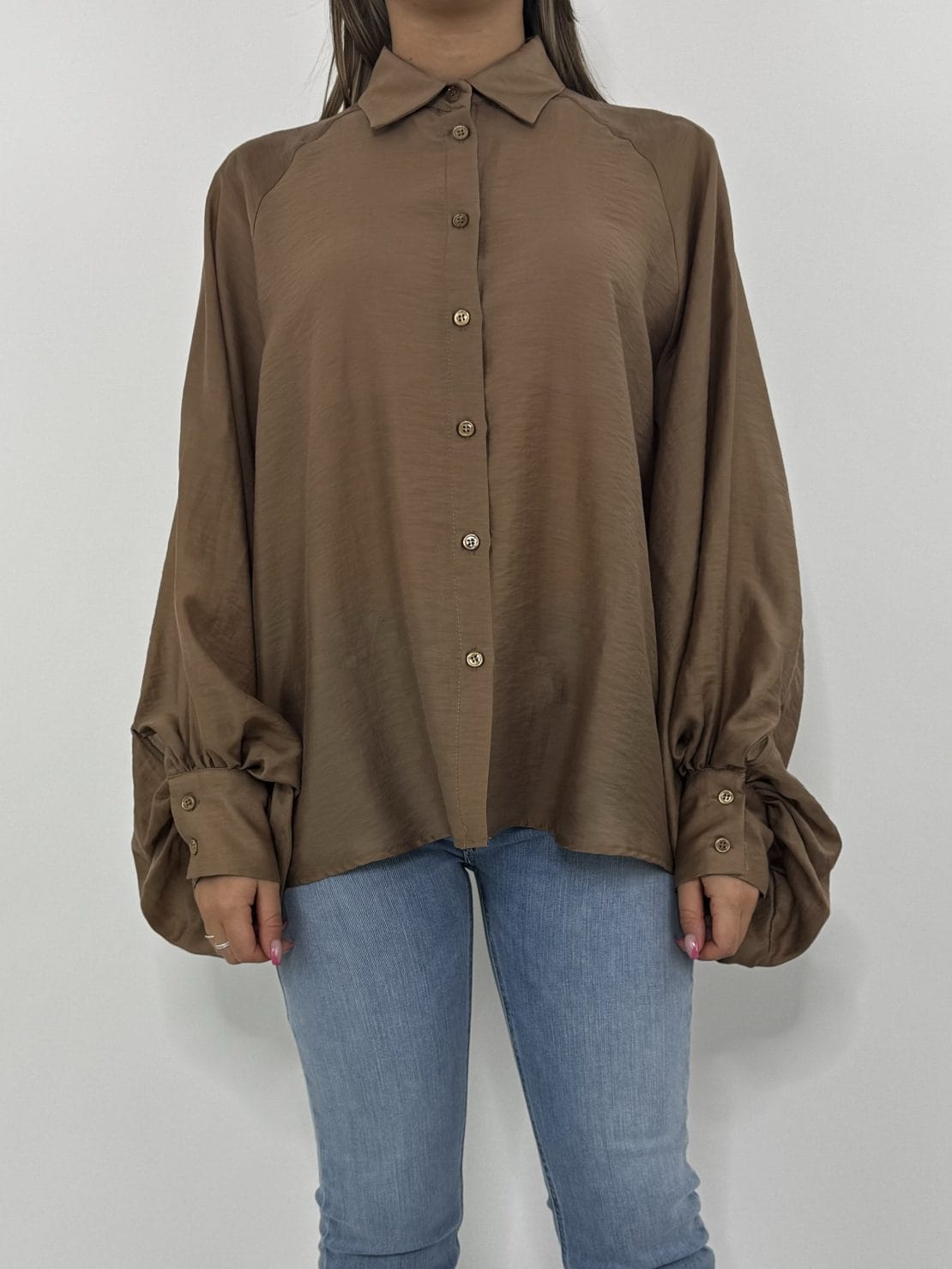 Camicia manica ampia mocha