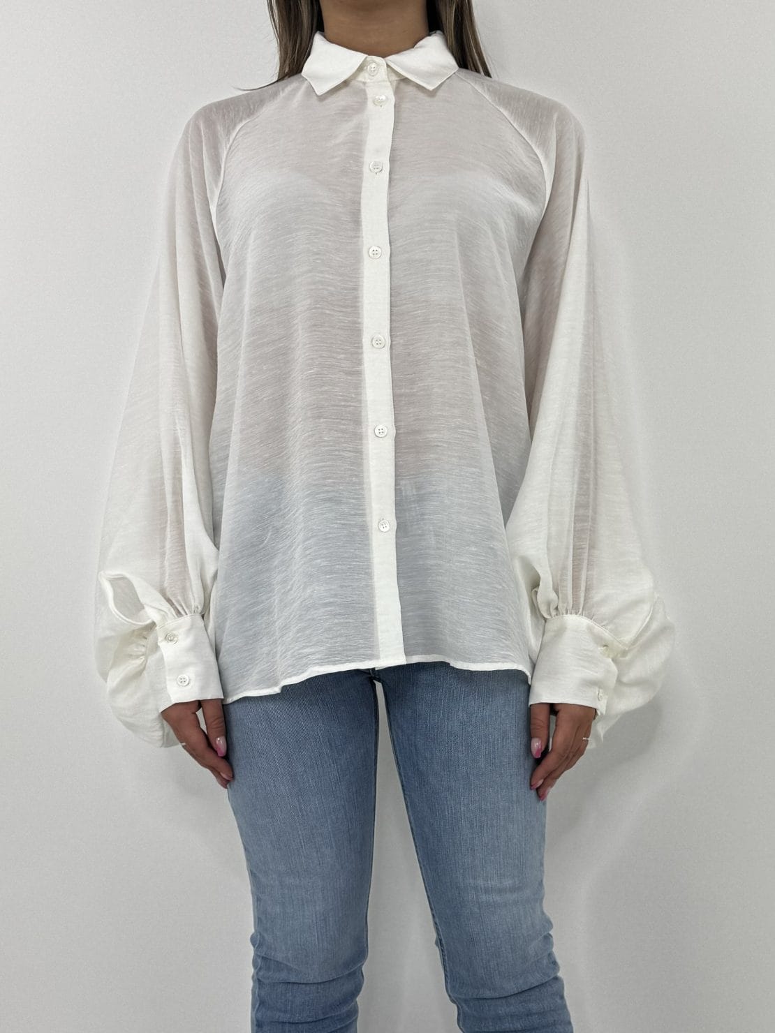 Camicia manica ampia panna