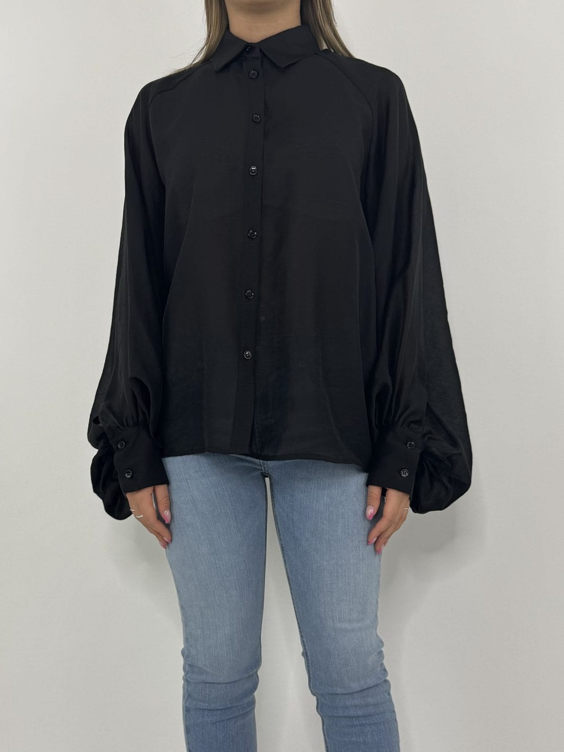 Camicia manica ampia nero
