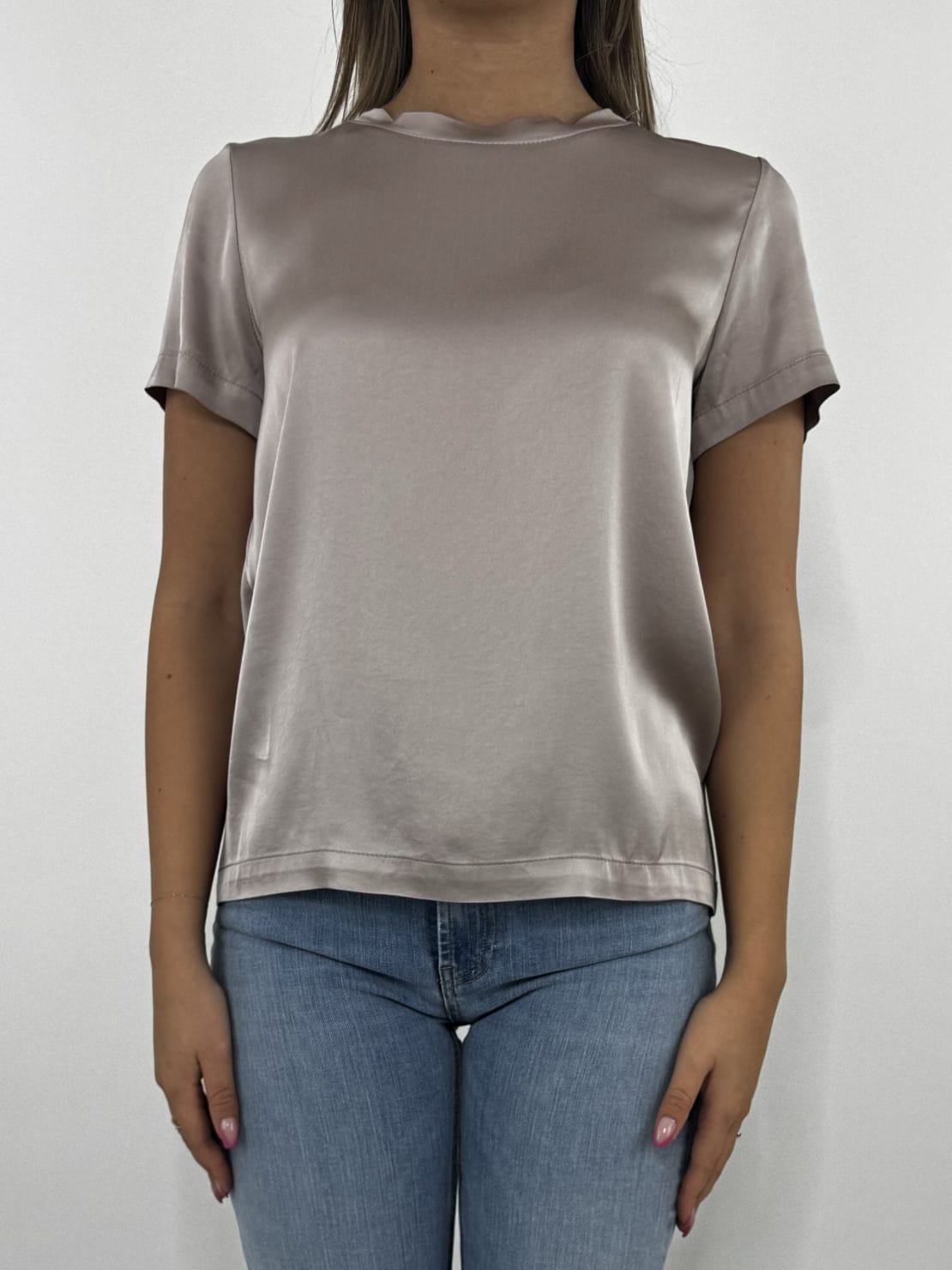 Blusa mezza manica tortora