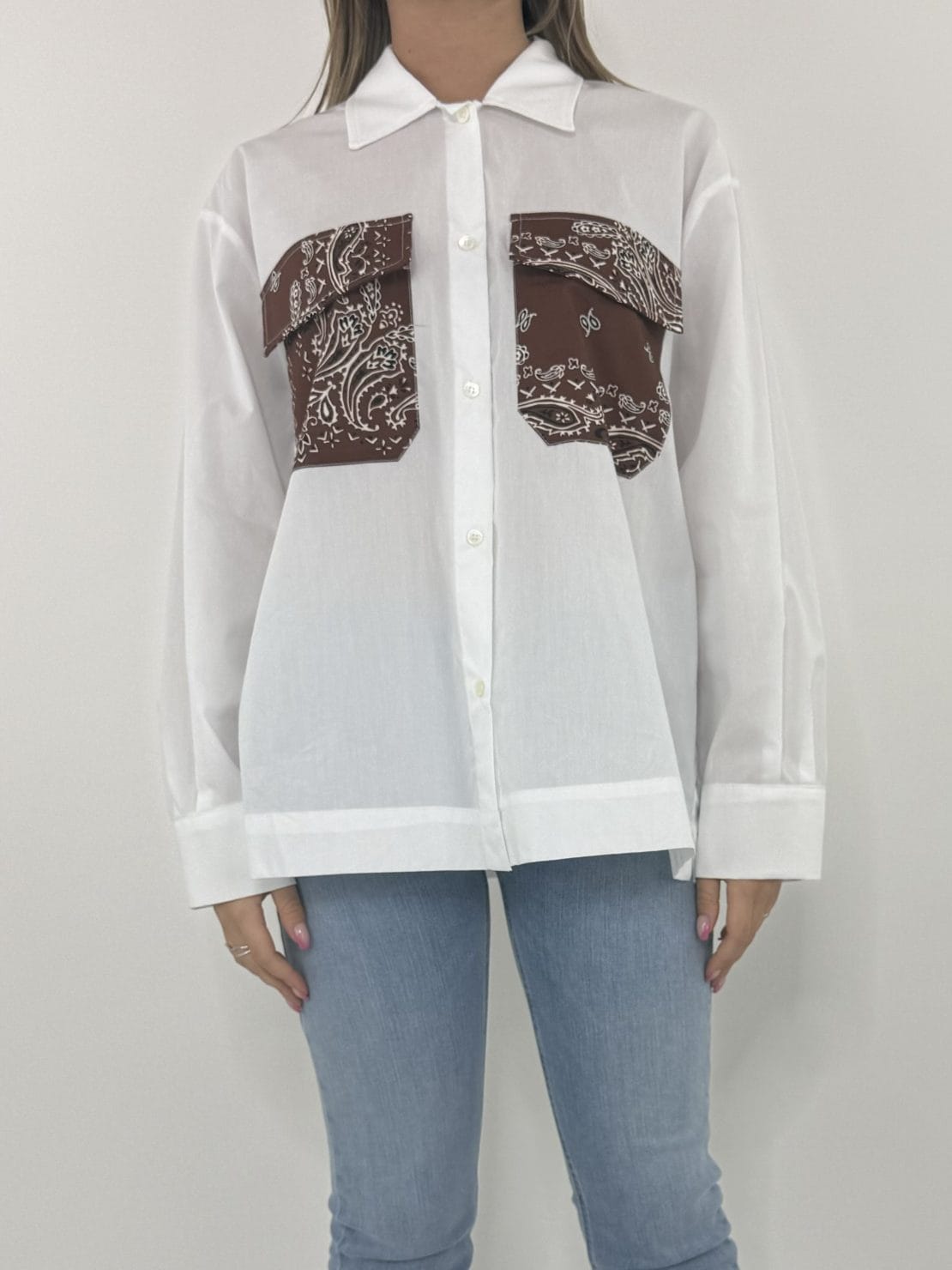 Camicia tasche bandana cioccolato