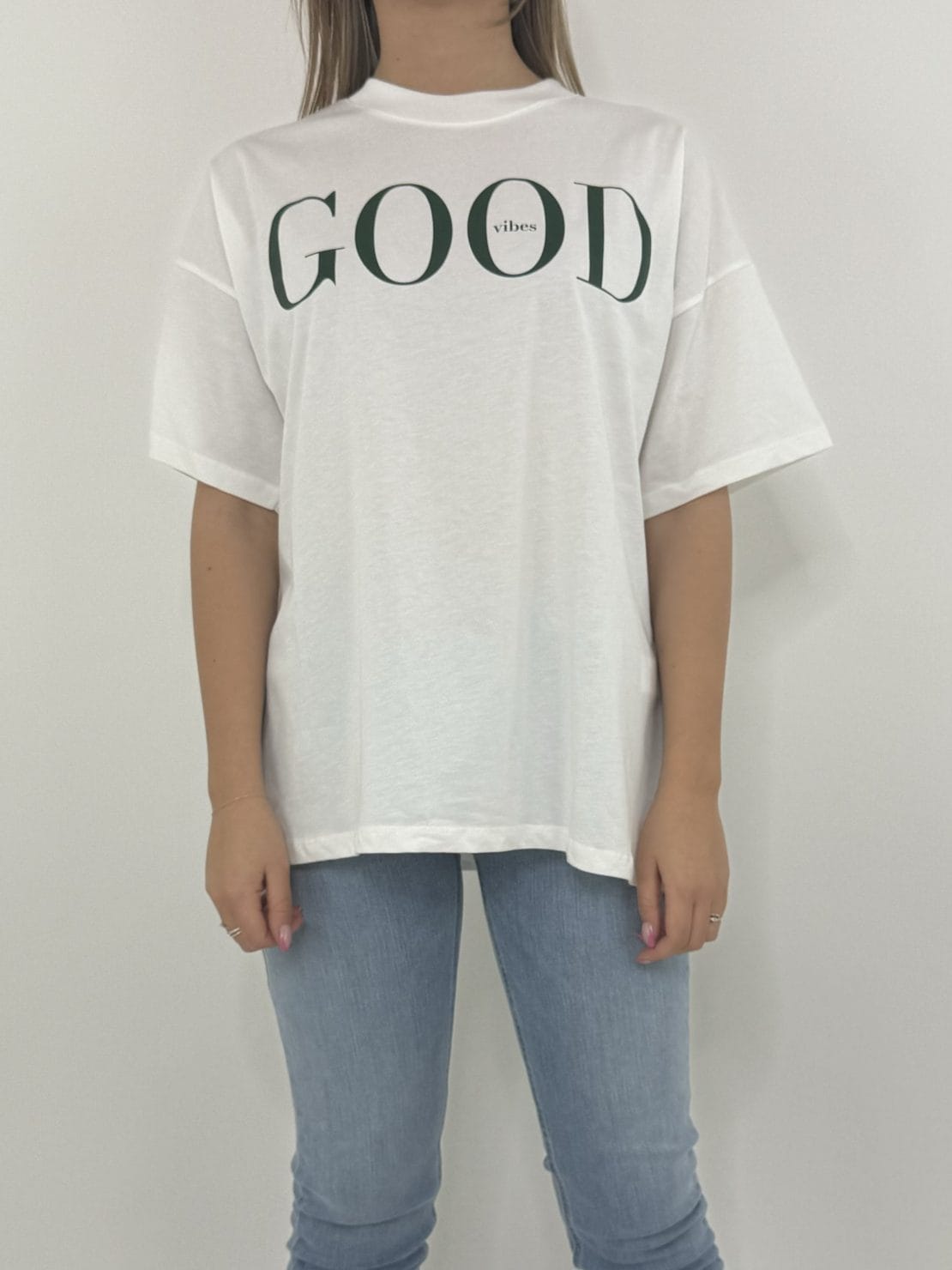 T-shirt good vibes Bianco/verde