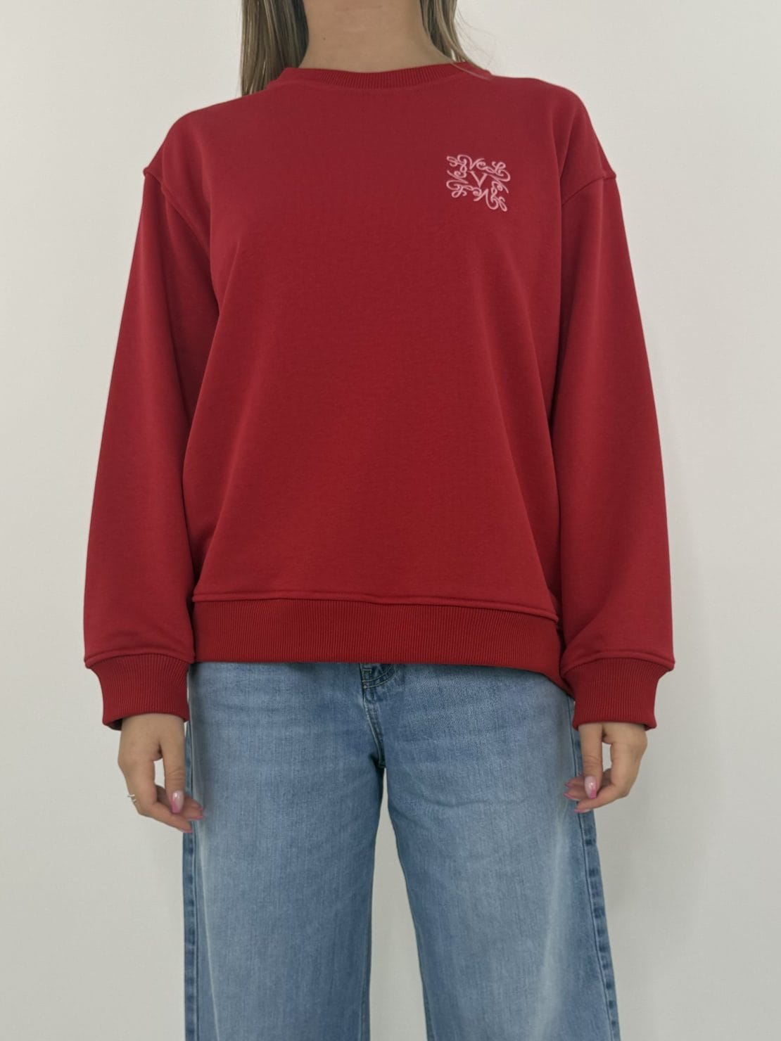 Felpa ricamo piccolo rosso