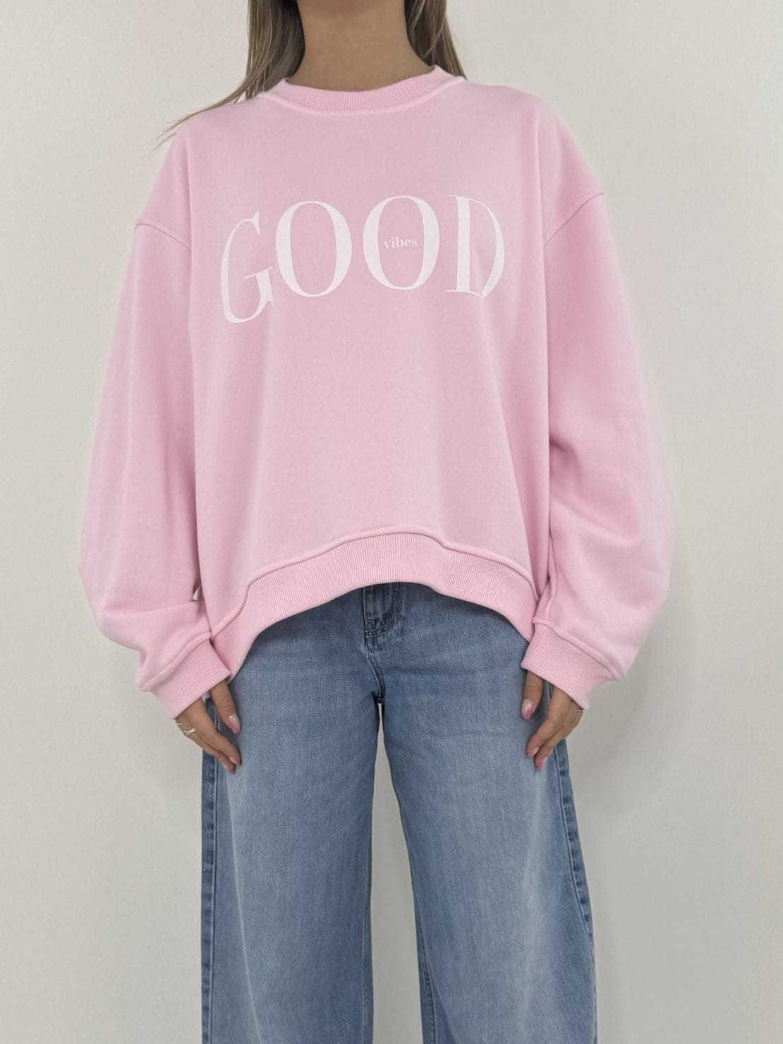 Felpa good vibe rosa