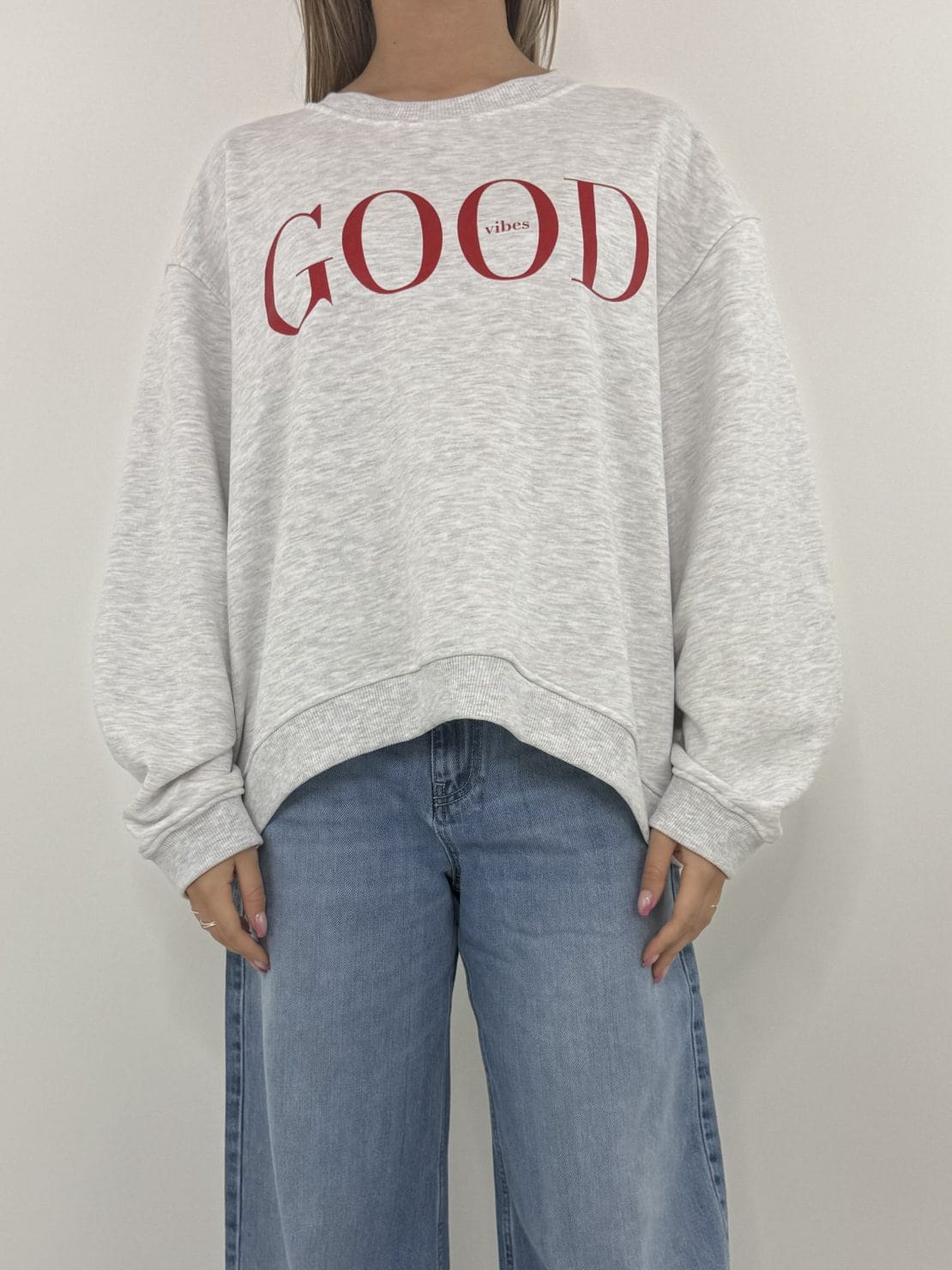 Felpa good vibes grigio melange