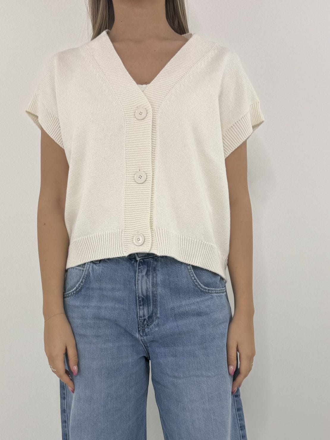 Gilet 3 bottoni panna