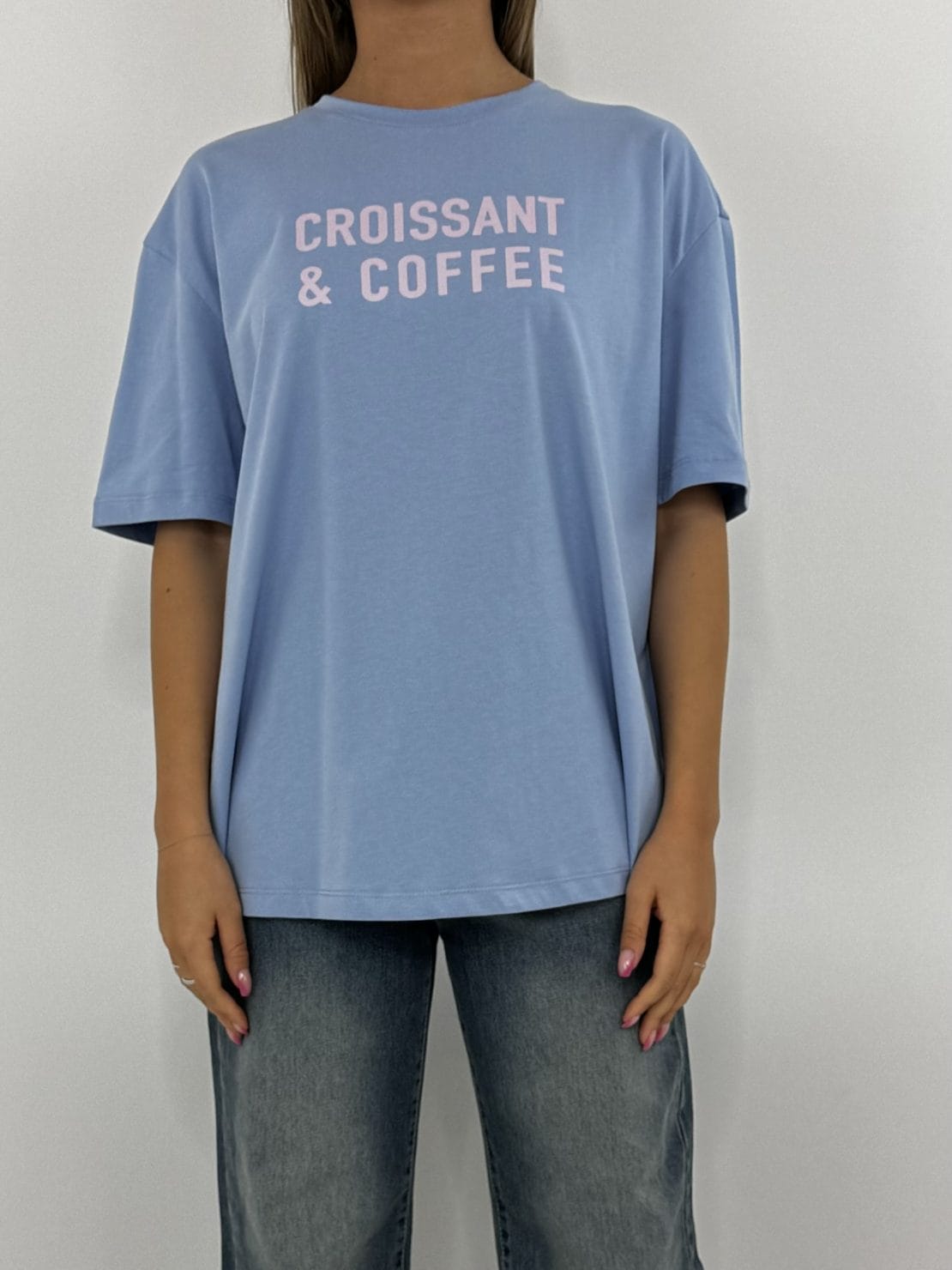 T-shirt Croissant & coffee celeste