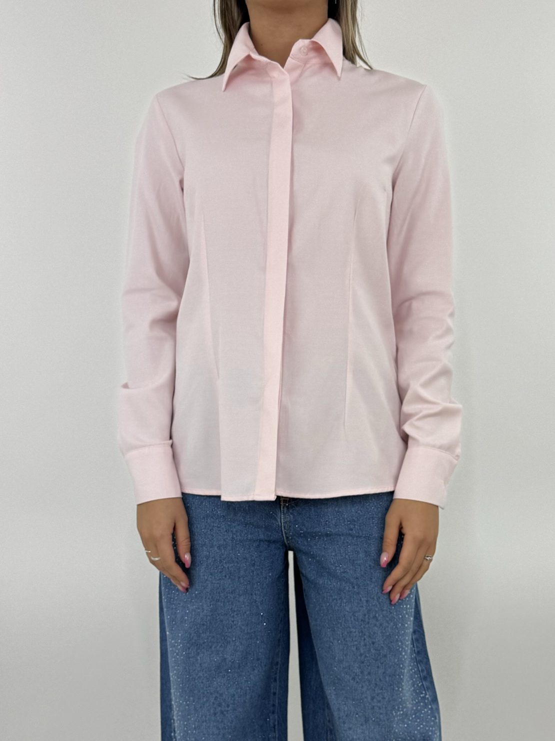 Camicia basica slim rosa