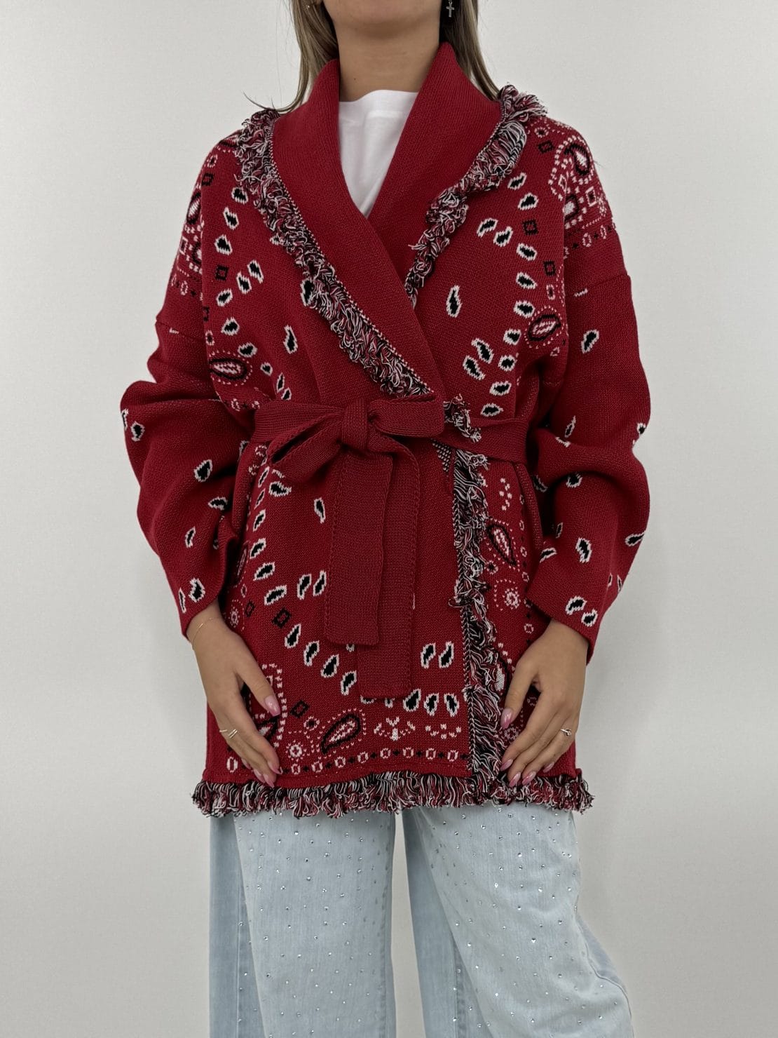 Cardigan bandana rosso