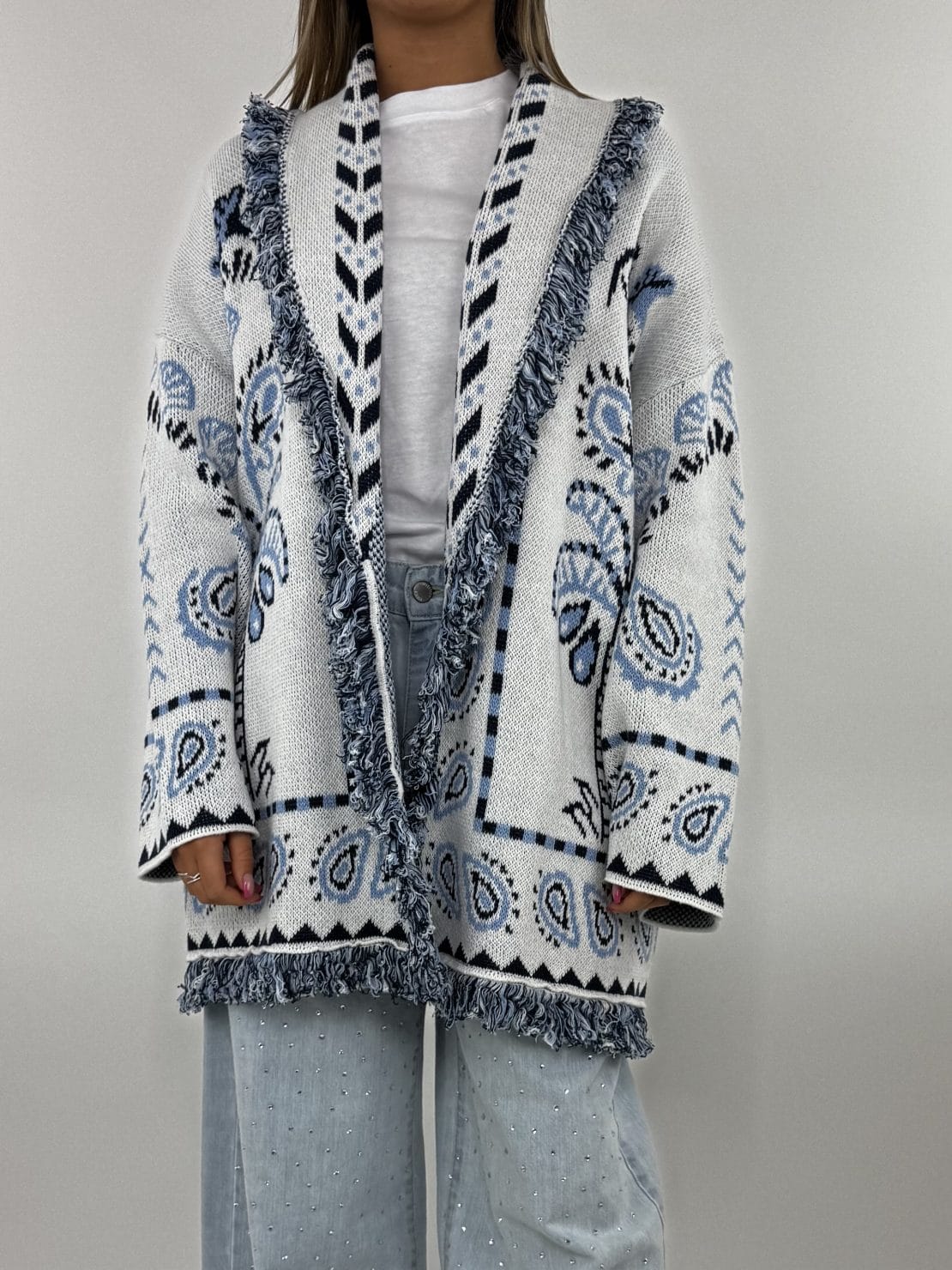 Cardigan palme bianco