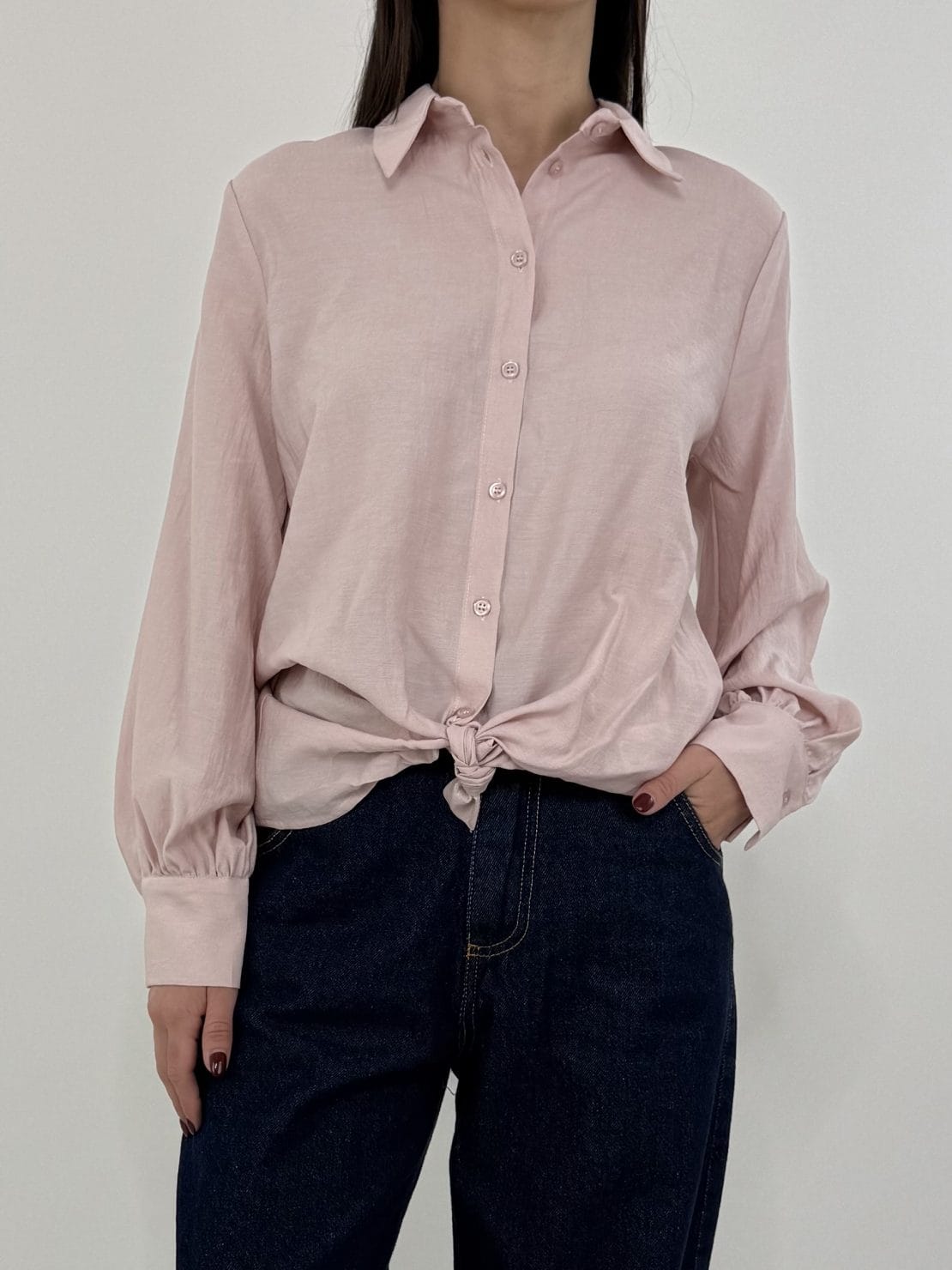 Camicia effetto stropicciato rosa