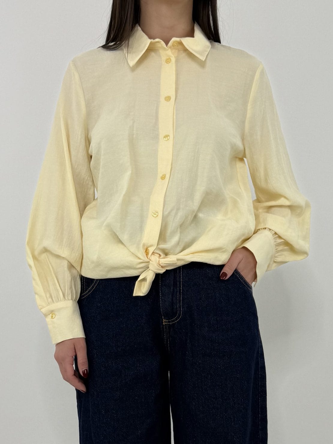 Camicia effetto stropicciato giallo