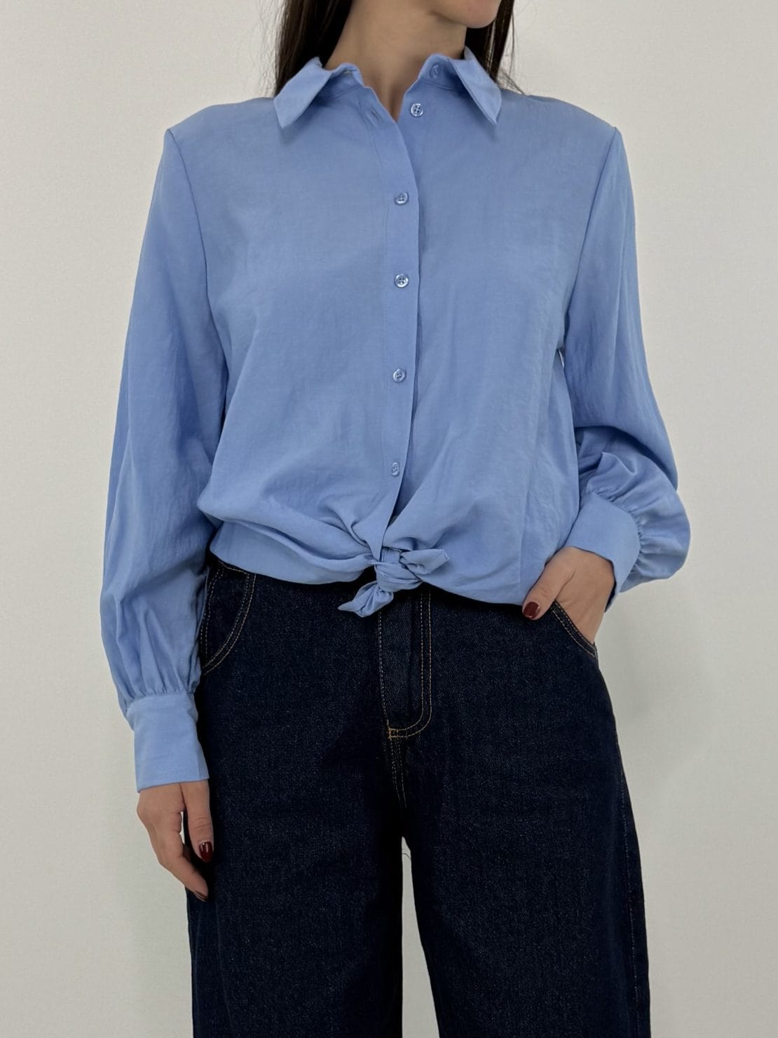 Camicia effetto stropicciato azzurro