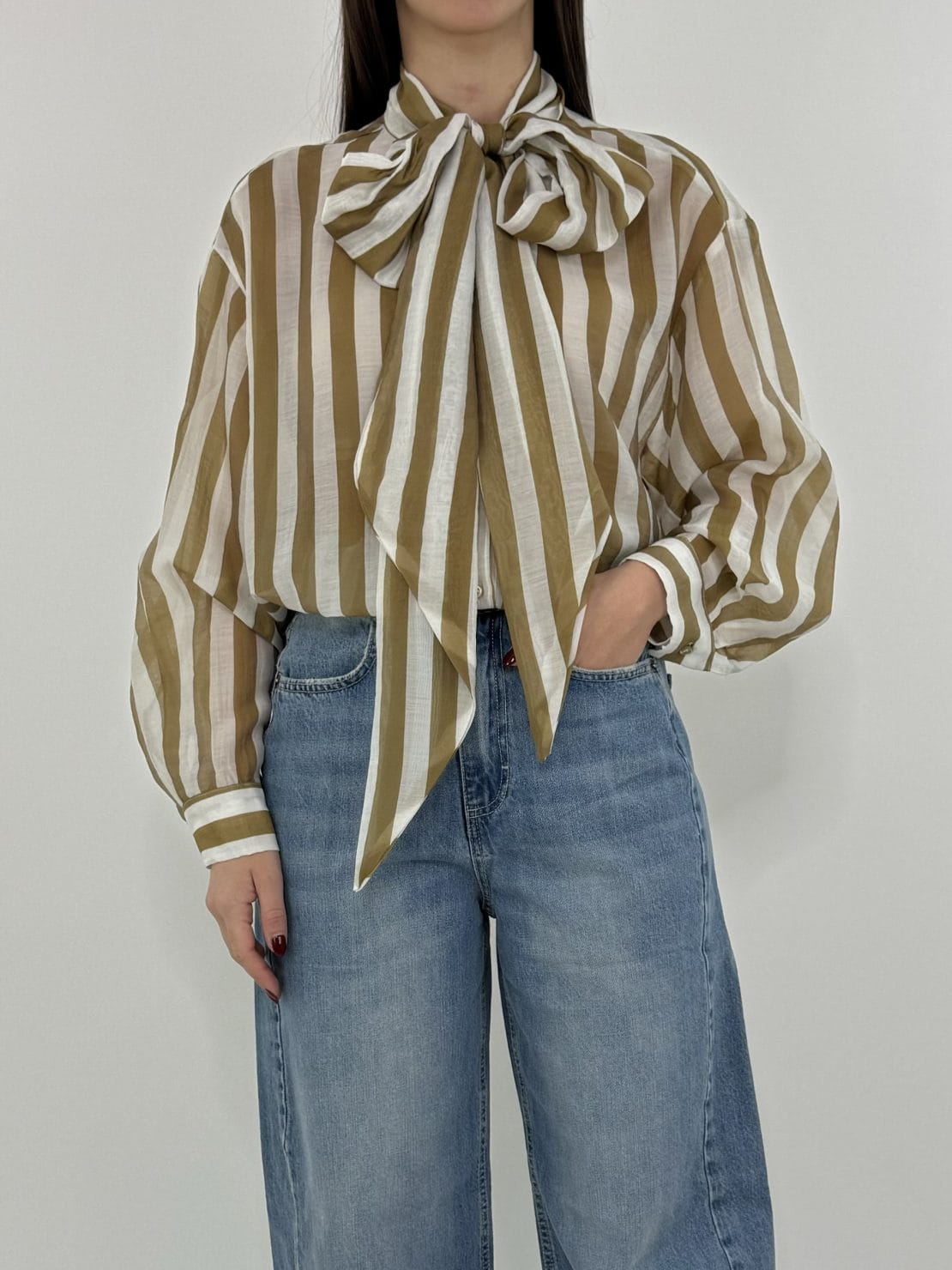 Camicia riga burro/salvia