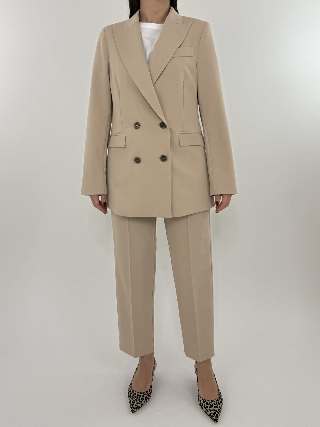 Giacca doppio petto beige