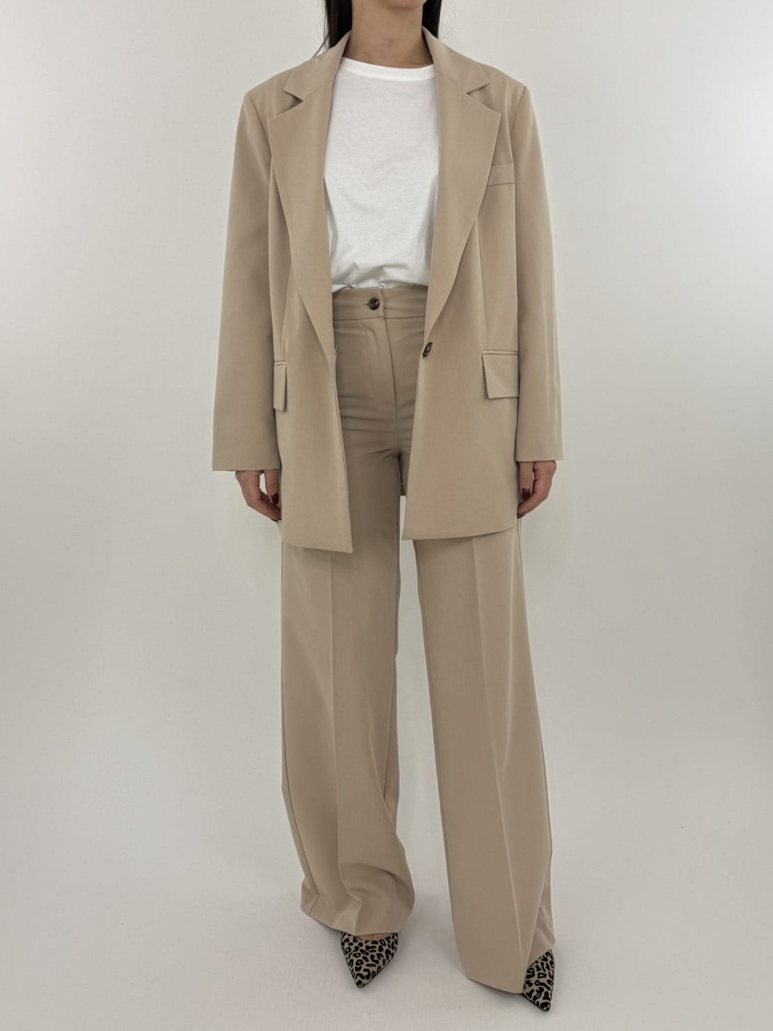 Pantalone gamba dritta beige