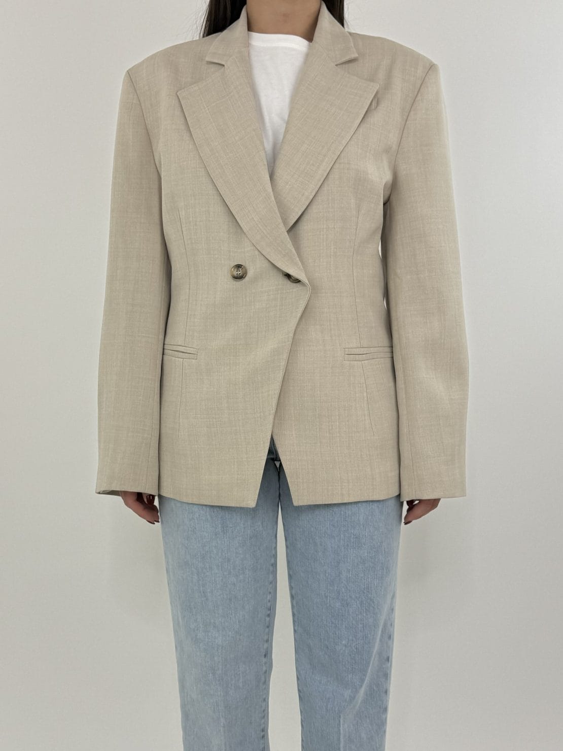 Giacca doppiopetto sabbia filo lurex