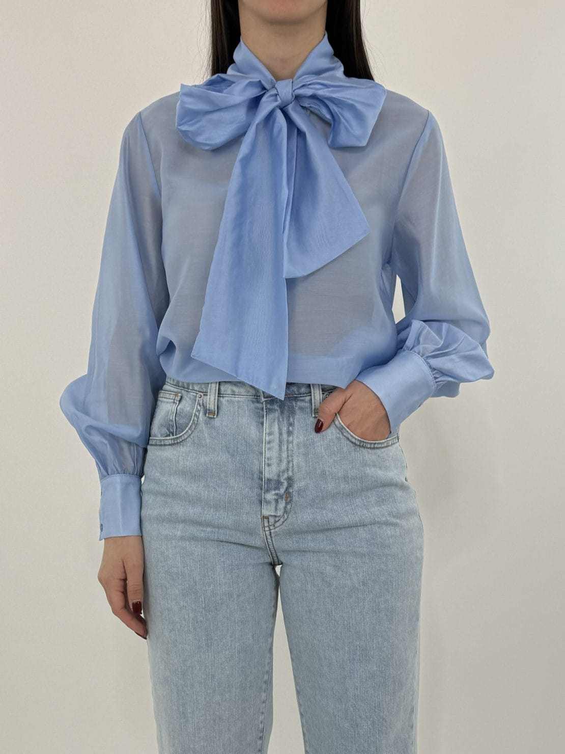Camicia fiocco celeste