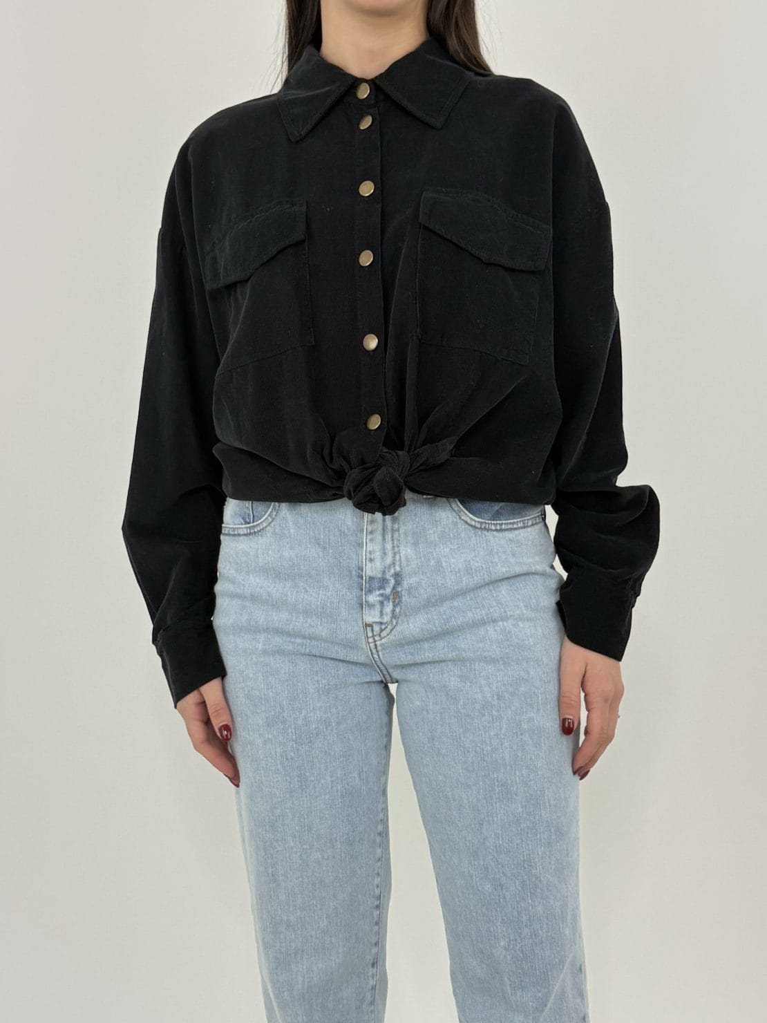 Camicia mille righe velluto nero