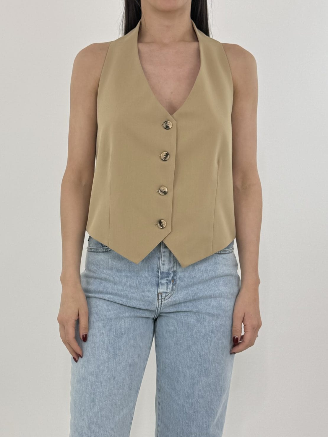 Gilet schina scoperta beige