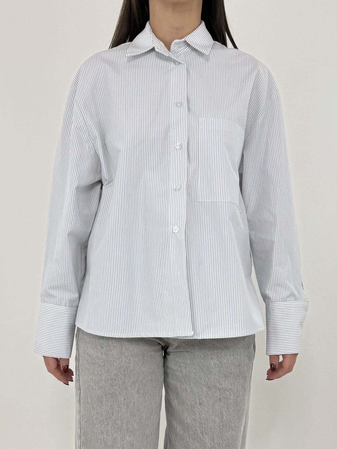 Camicia tasca celeste/bianco/sabbia