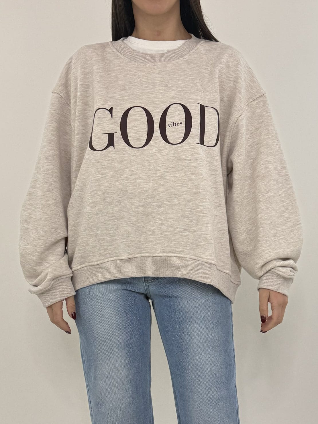 Felpa Good vibes beige